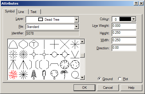 Diagram of the Attributes Dialog Box