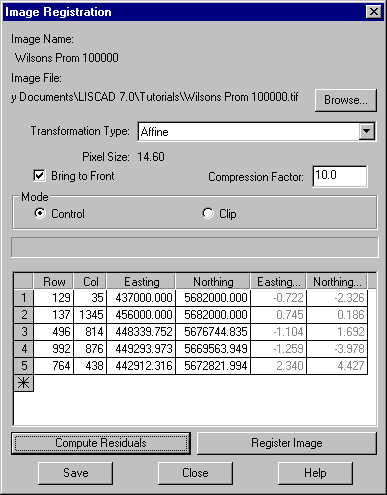 Image Registration Dialog