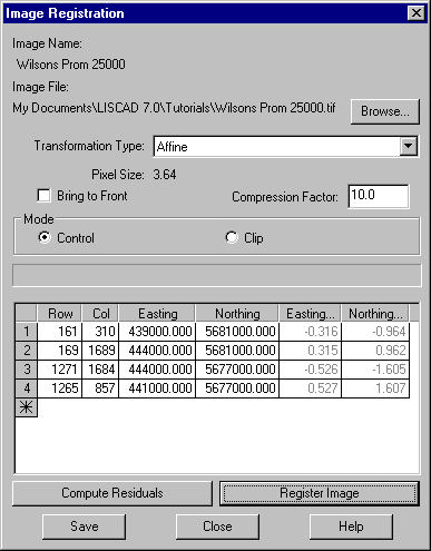 Image Registration Dialog