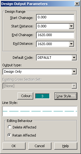 Design Output Parameters Dialog