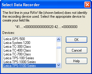 Select Data Recorder Dialog