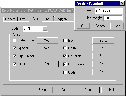 CAD Parameter Settings Dialog Box