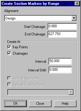 Create Section Markers By Range Dialog