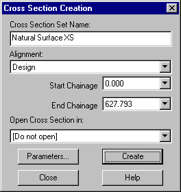 Cross Section Creation Dialog