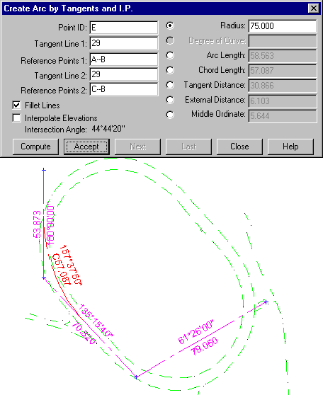 Create Arc By Tangent And IP dialog Box