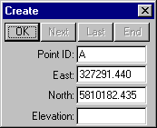 Create Point By Coordinates Dialog Box