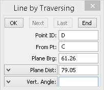 Create Point D By Traversing Dialog Box