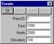 Create Point By Coordinates ID 1 Dialog