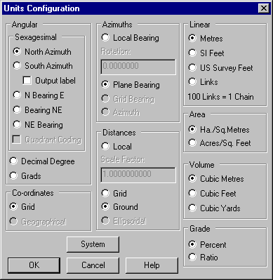 Units Configuration Dialog