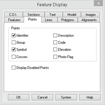 Feature Display - Points Dialog