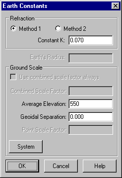 Earth Constants Dialog