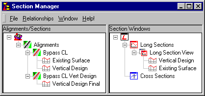 Showing The Long Sections In Section Manager