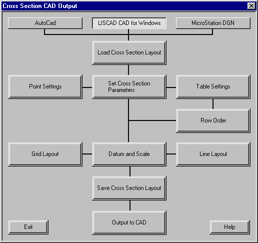 The Cross Section CAD Output Dialog