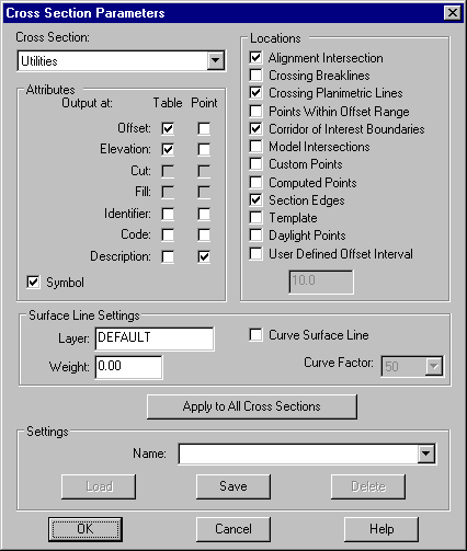 Cross Section Parameters Dialog