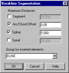 Breakline Segmentation Dialog Box