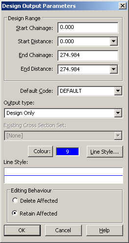 Design Output Parameters Dialog