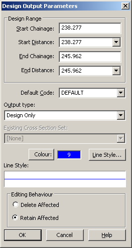 Design Output Parameters Dialog Box