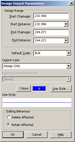 Design Output Parameters Dialog Box