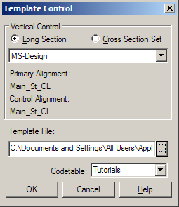 Template Control Dialog