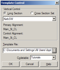 Template Control Dialog Box