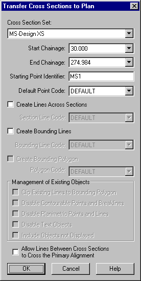 Transfer Cross Section To Plan Dialog