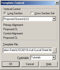 Template Control Dialog Box