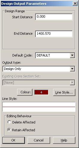 Design Output Parameters Dialog