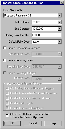 Transfer Cross Sections To Plan Dialog