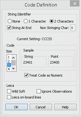 Code Definition Dialog Box