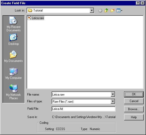 Create Field File Dialog Box