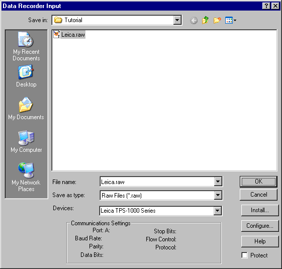 Data Recorder Input Dialog Box