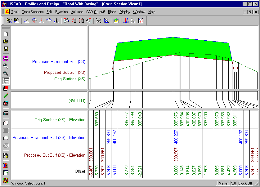 Cross Section View Showing Pavement End Areas