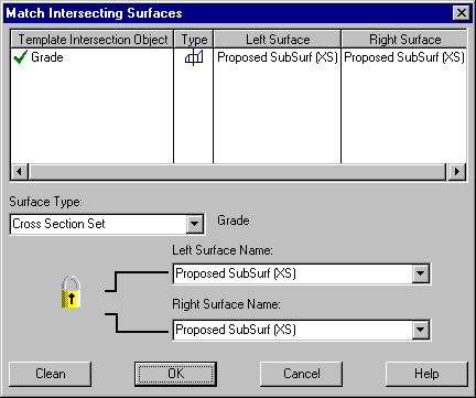 Match Intersecting Surfaces Dialog For Pavement Surface