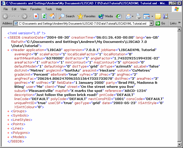 A Sample XML File In Microsoft Internet Explorer