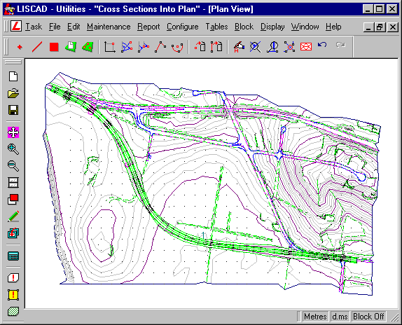 Plan View Showing Contours Generated From Cross Sections