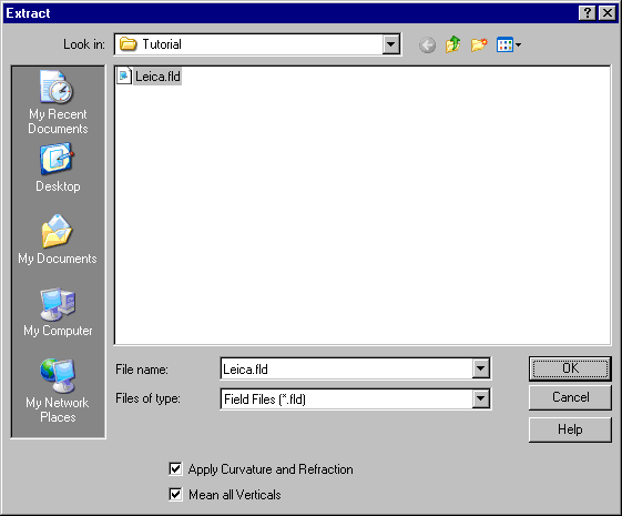 Extract File Selection Dialog Box