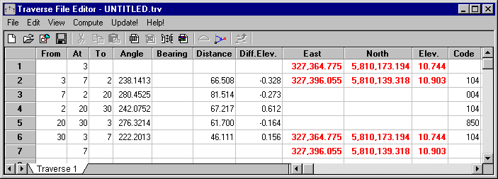 Traverse File Editor Grid