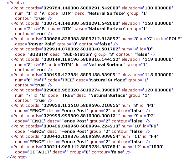 The Points Element From Raw XSL Introduction.xml File Displayed In Internet Explorer