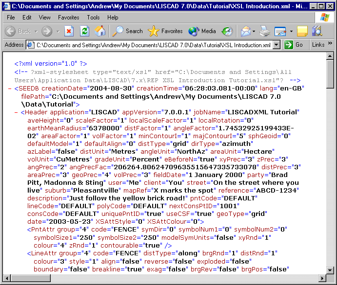 The Raw XSL Introduction.xml File Displayed In Internet Explorer