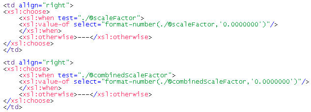 XSL Code To Display Scale Factors